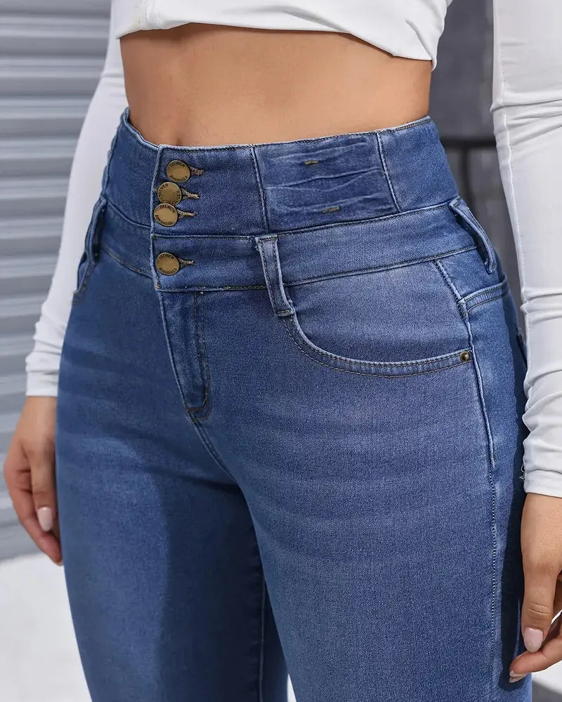 Fleece Lined Jeans - Pantalón elastico ajustado con Forro Polar