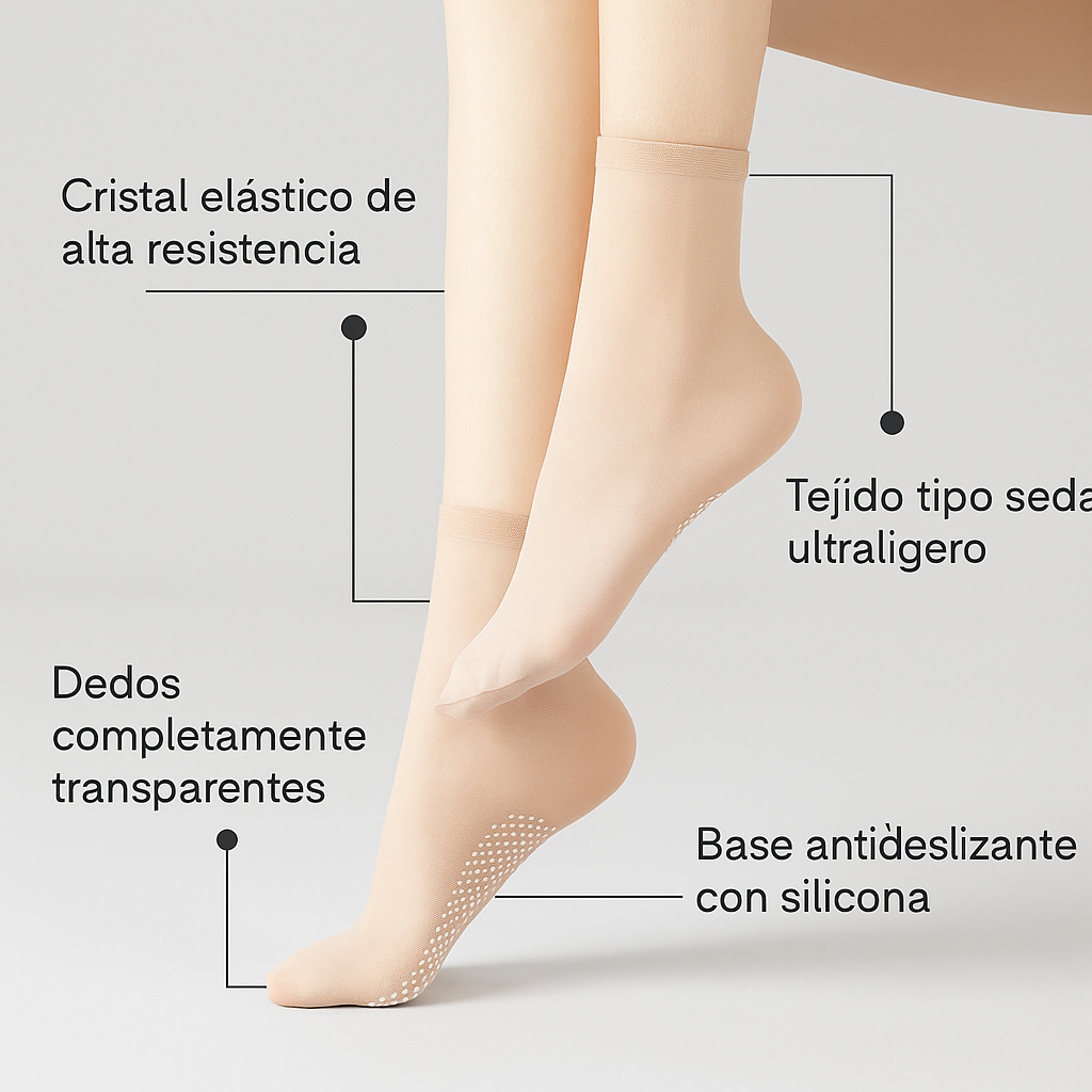 Crystal Socks | Medias Invisibles Antideslizantes (12 Pares)