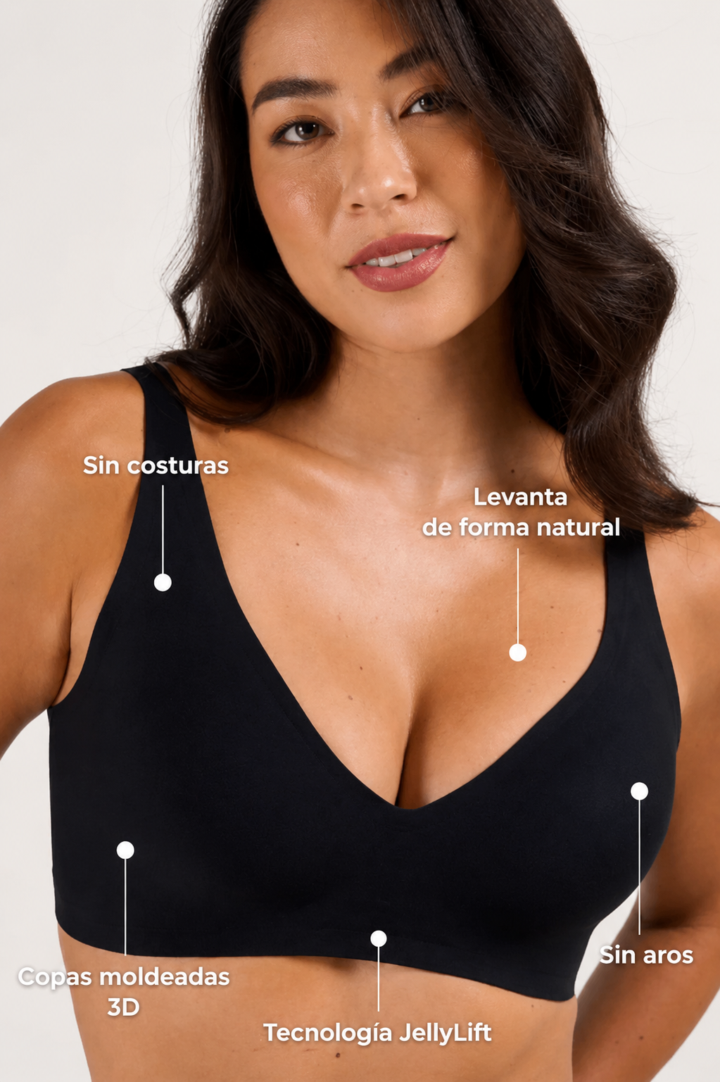 Jelly Bra | Sujetador Cómodo con escote profundo en V y efecto Push Up - Pack x 3 Bras