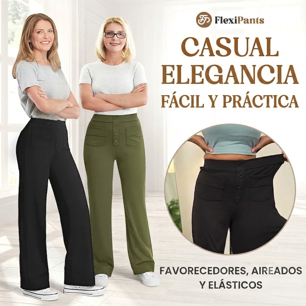 FlexiPants - Pantalones Casuales Elásticos de Cintura Alta